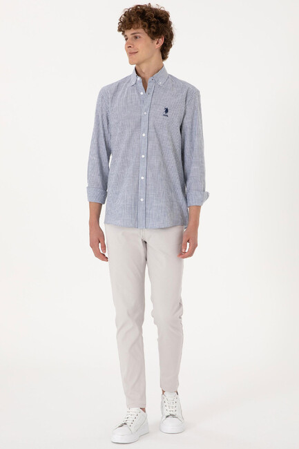 Erkek Dokuma Gömlek 000-2106492 Lacivert - Thumbnail