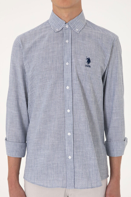 Erkek Dokuma Gömlek 000-2106492 Lacivert - Thumbnail