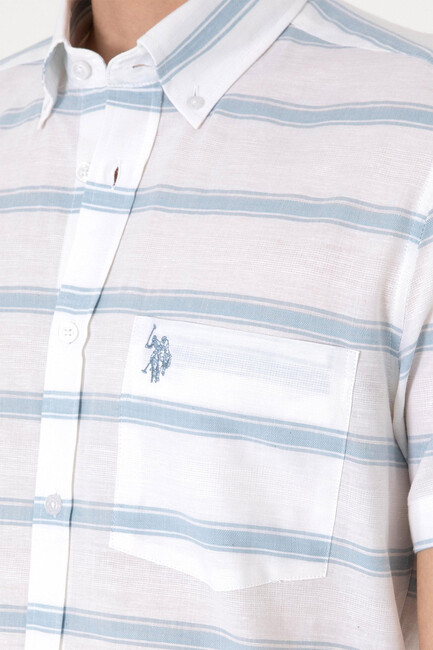 Erkek Dokuma Gömlek 000-2106624 Mavi - Thumbnail