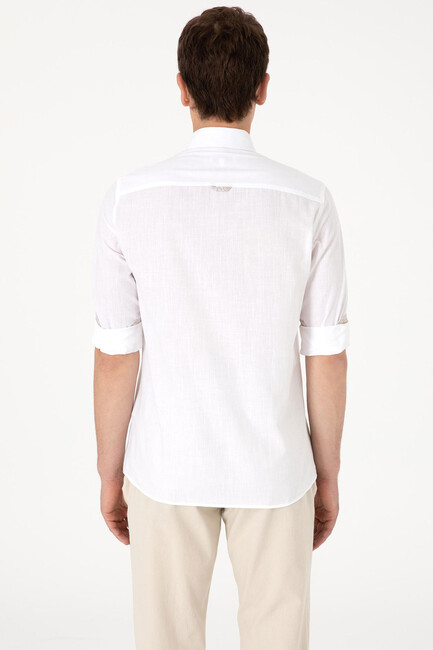Erkek Dokuma Gömlek 000-2106636 Beyaz - Thumbnail