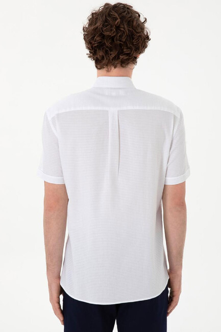 Erkek Dokuma Gömlek 000-2170102 Beyaz - Thumbnail