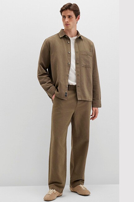 Erkek Dokuma Pantolon 0010501-71816 Haki (1)