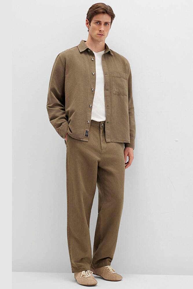 Erkek Dokuma Pantolon 0010501-71816 Haki 