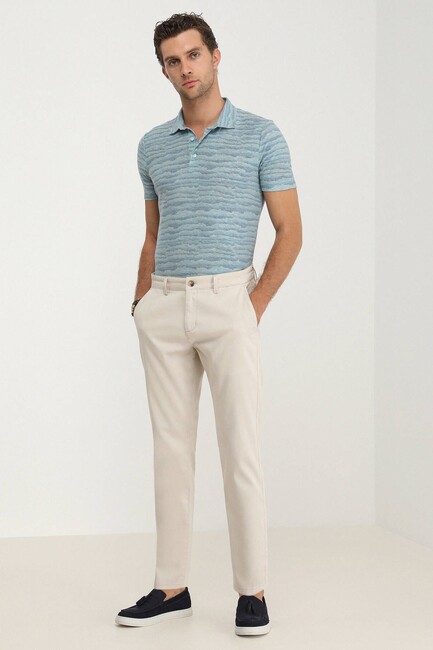 Erkek Dokuma Slim Fit Casual Pamuk Karışımlı Pantolon 10140836 Bej (2)