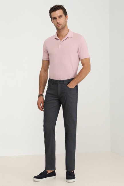 Erkek Dokuma Slim Fit Casual Pamuk Karışımlı Pantolon 10140892 Lacivert (1)