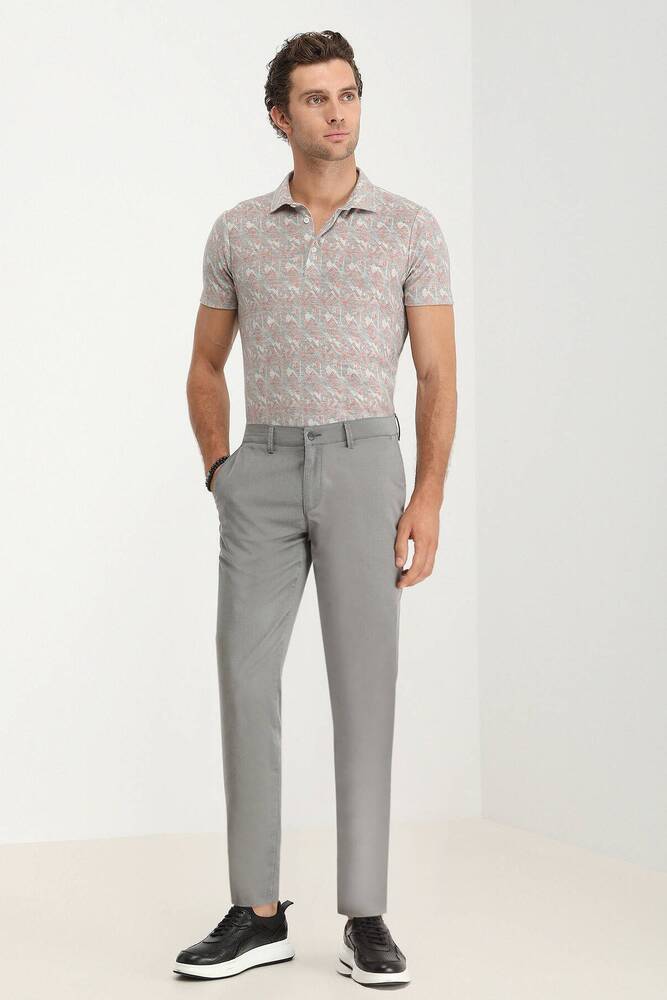 Erkek Dokuma Slim Fit Casual Pantolon 10140854 Gri 