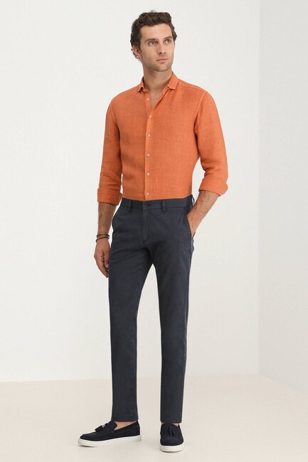 Erkek Dokuma Slim Fit Casual Pantolon 10140854 Lacivert (1)