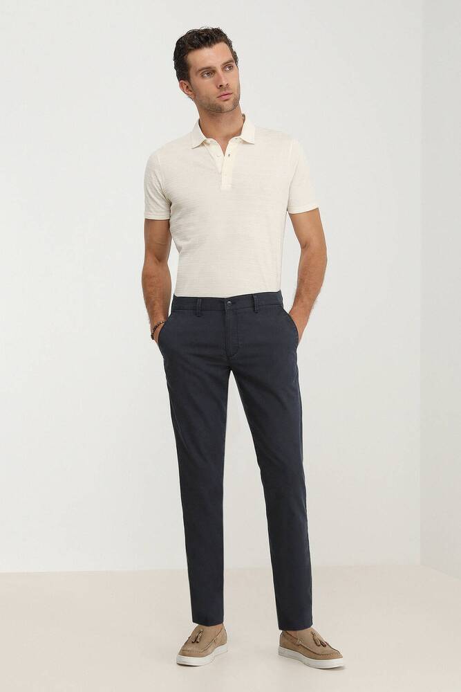 Erkek Dokuma Slim Fit Casual Pantolon 10140854 Lacivert 