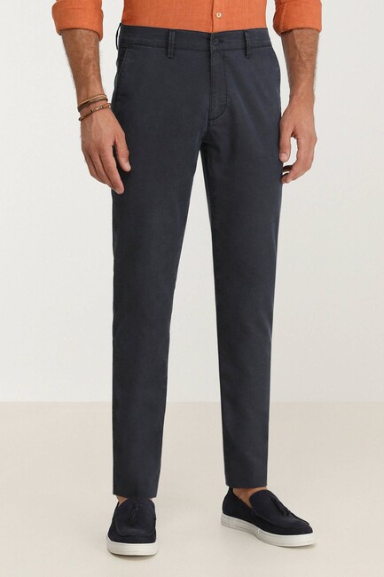 Erkek Dokuma Slim Fit Casual Pantolon 10140854 Lacivert (3)