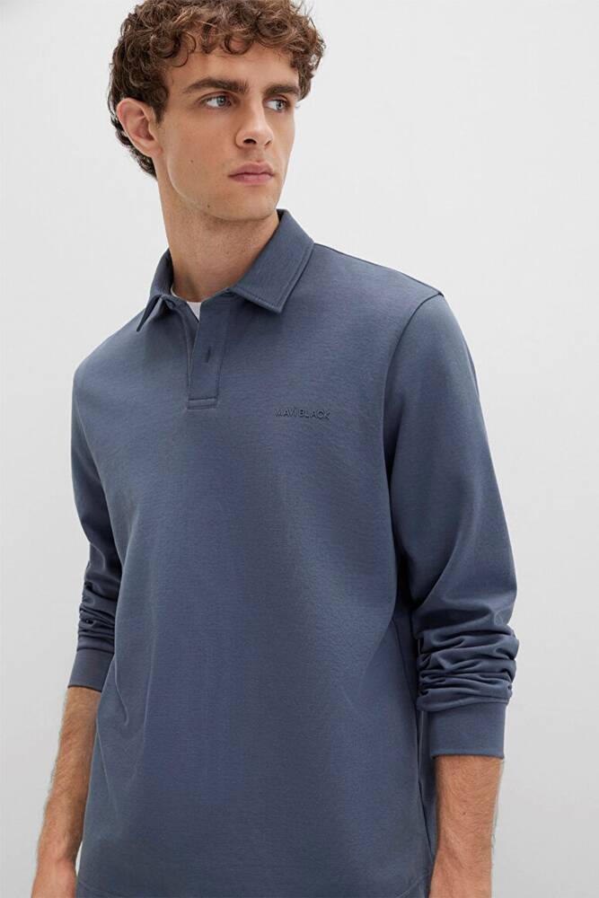 Erkek Düğmeli Penye 0613043-80776 Mavi 