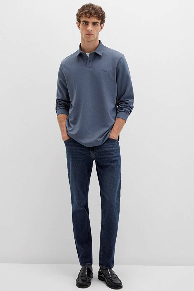 Erkek Düğmeli Penye 0613043-80776 Mavi 