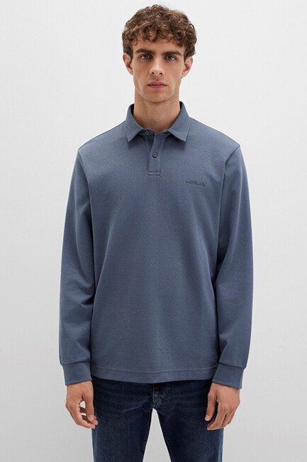 Erkek Düğmeli Penye 0613043-80776 Mavi - Thumbnail