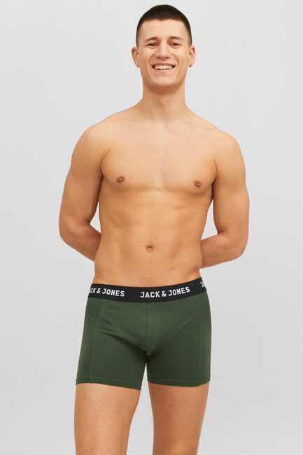 Erkek Renkli Logolu 3'lü Boxer Paketi 12237445 Haki (3)