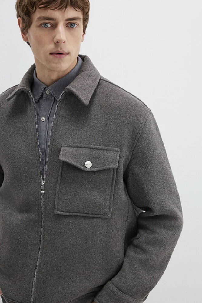Erkek Fermuarlı Gömlek 0211804-80024 Gri 