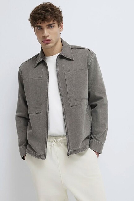 Erkek Fermuarlı Gömlek 0211882-900 Gri (1)