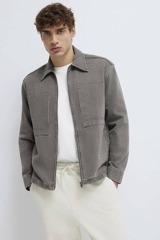 Erkek Fermuarlı Gömlek 0211882-900 Gri 