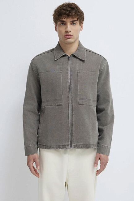 Erkek Fermuarlı Gömlek 0211882-900 Gri (2)