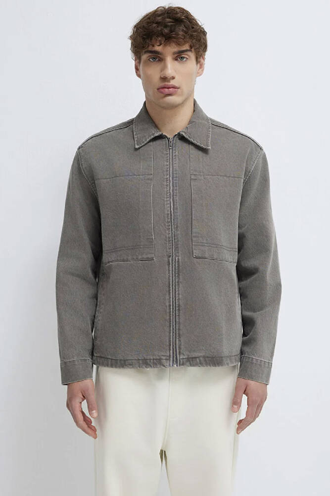 Erkek Fermuarlı Gömlek 0211882-900 Gri 