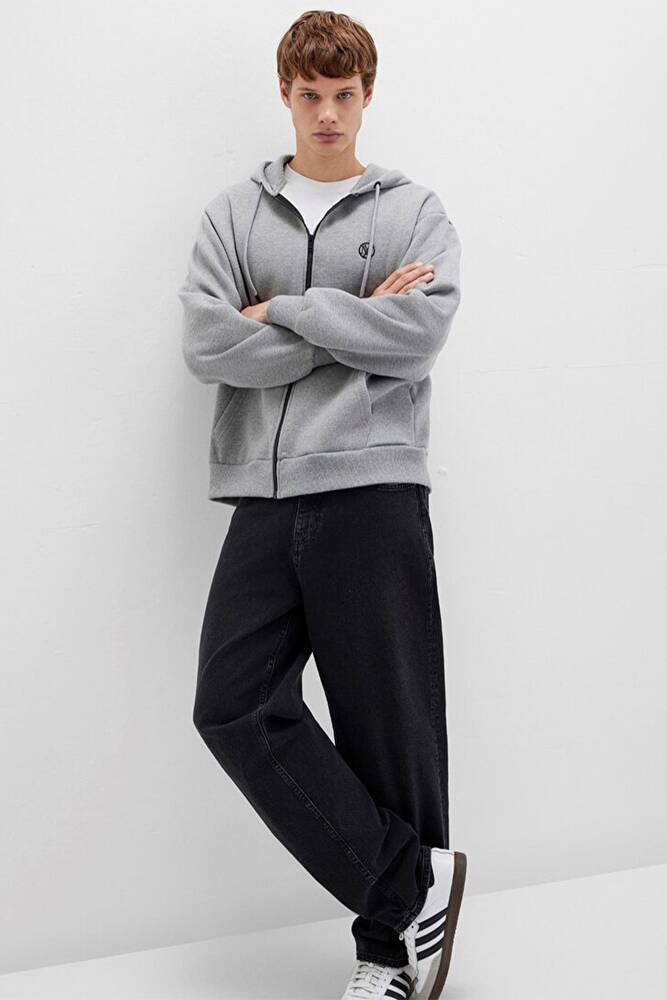Erkek Fermuarlı Sweat 066979-34686 Gri 