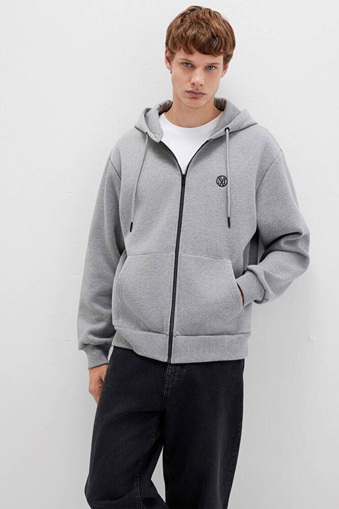 Erkek Fermuarlı Sweat 066979-34686 Gri 