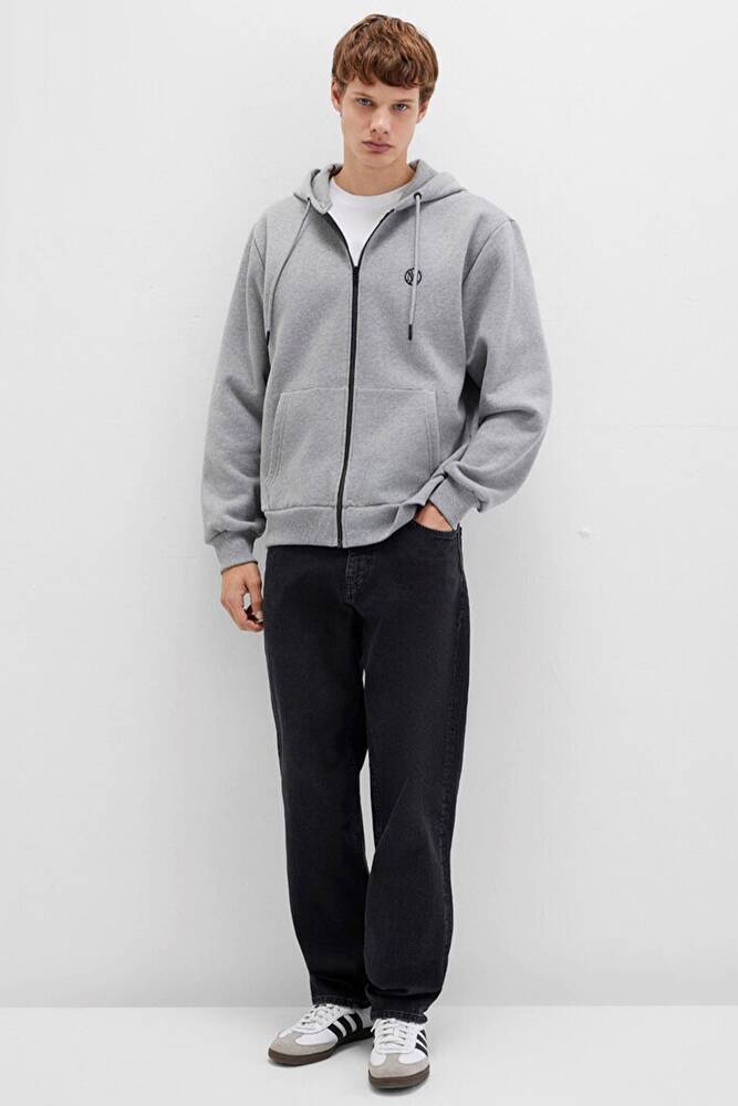 Erkek Fermuarlı Sweat 066979-34686 Gri 