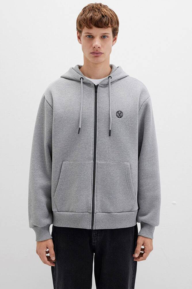Erkek Fermuarlı Sweat 066979-34686 Gri 
