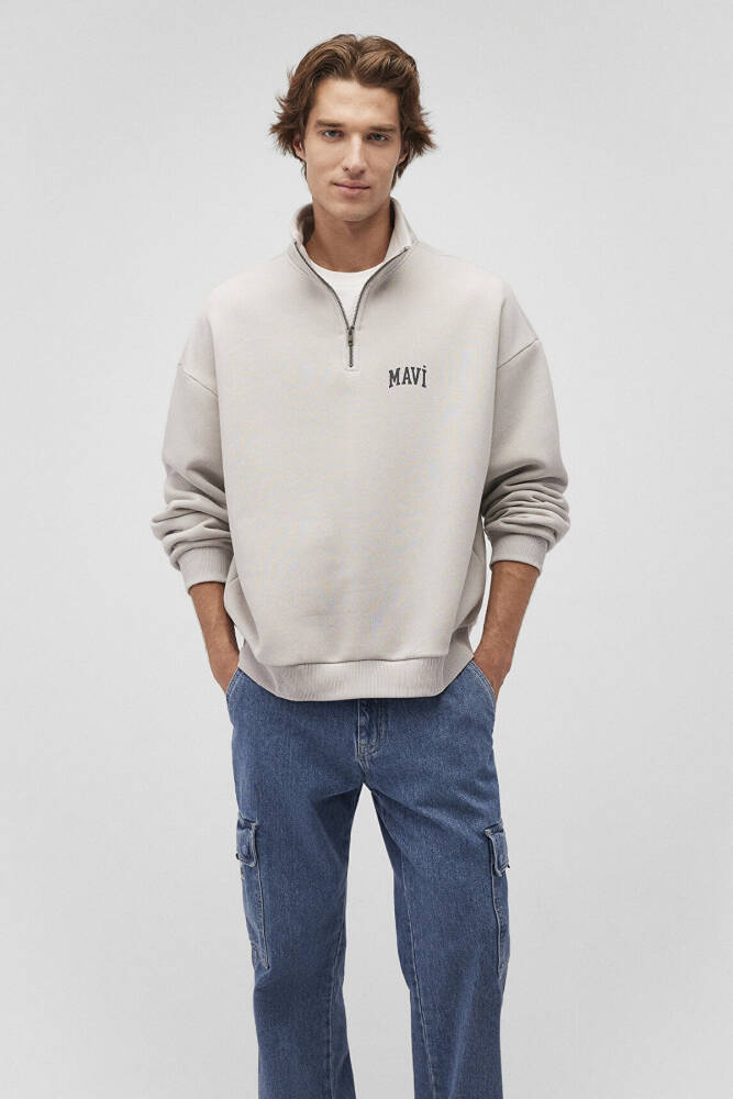 Erkek Fermuarlı Sweat 0S10208-70074 Gri  - 3