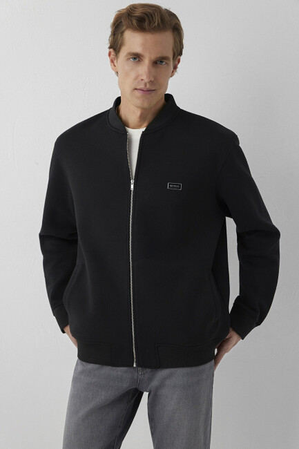 Erkek Fermuarlı Sweat 0S20054-900 Siyah  (1)
