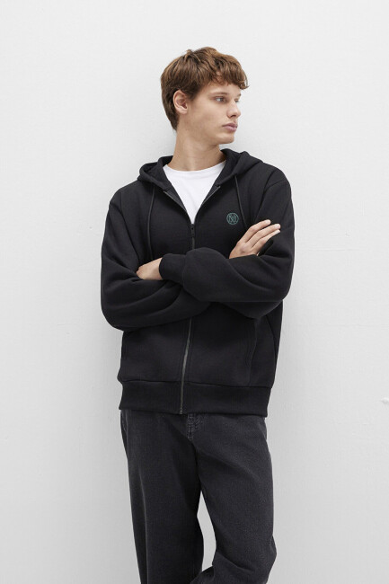 Erkek Fermuarlı Sweatshırt 066979-900 Siyah  (1)
