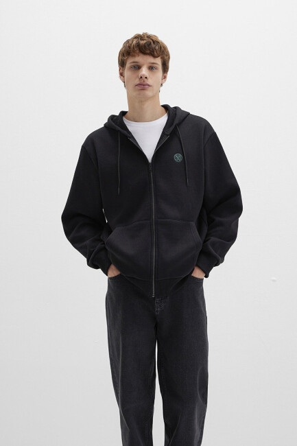 Erkek Fermuarlı Sweatshırt 066979-900 Siyah  (2)