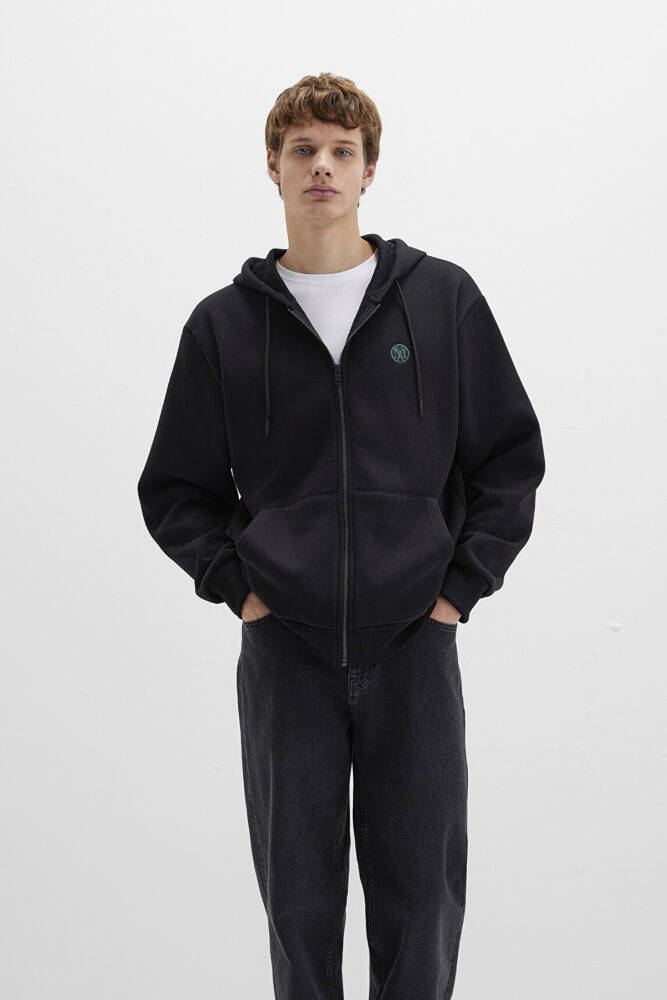 Erkek Fermuarlı Sweatshırt 066979-900 Siyah  - 3