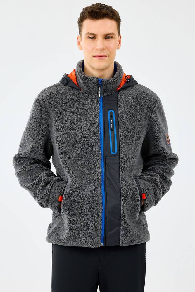 Erkek Fleece Full Zıp Sweat S242039-035 Gri 
