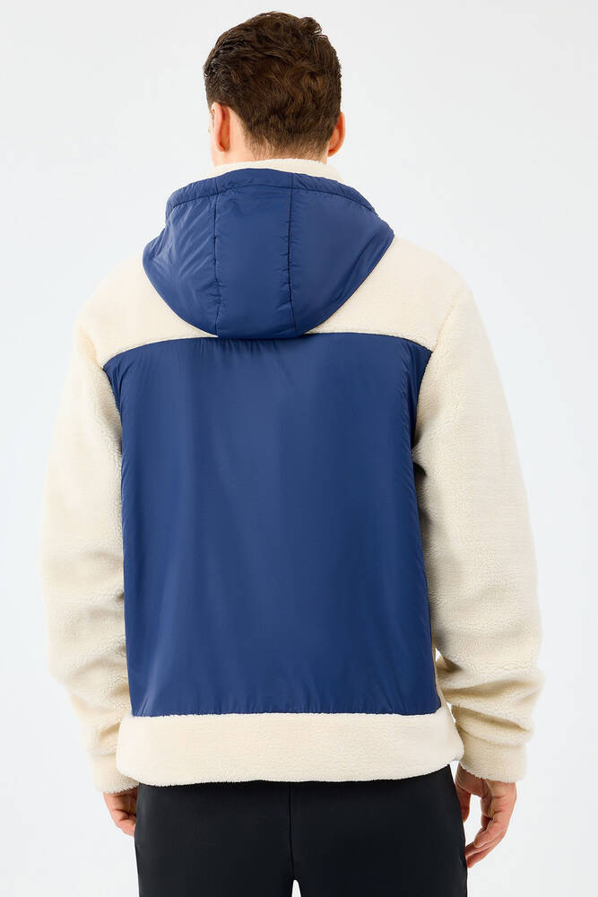 Erkek Fleece Full Zıp Sweat S242039-102 Ekru 