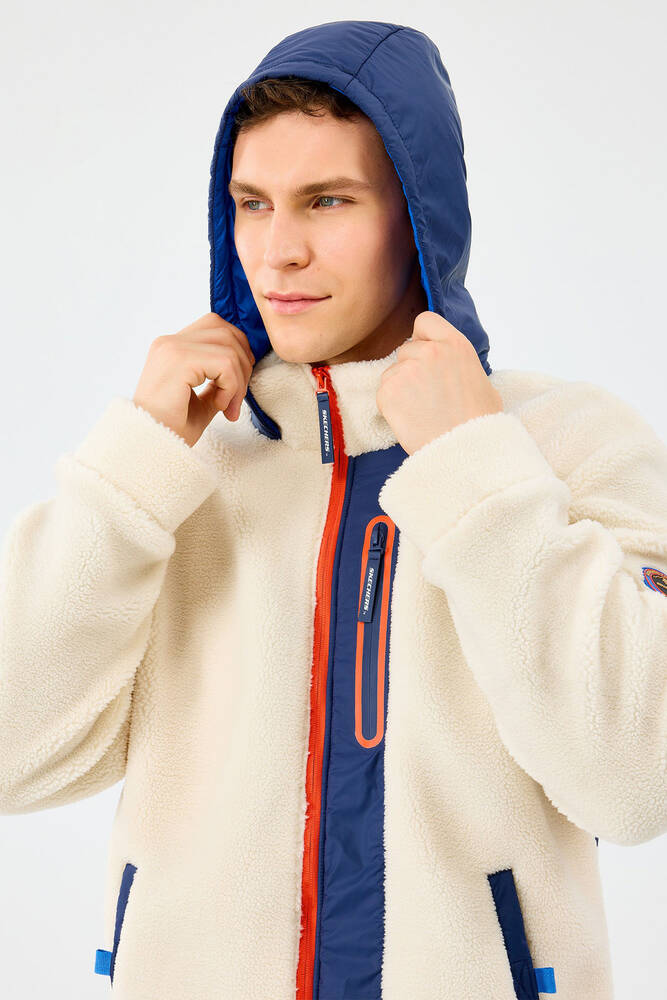 Erkek Fleece Full Zıp Sweat S242039-102 Ekru 