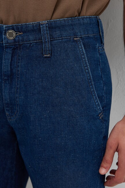 Erkek Garrett Edition Linen Şort 0417315-A3263 Lacivert - Thumbnail