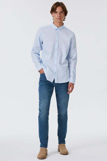 Erkek Gömlek LF2030872 Mavi - Thumbnail
