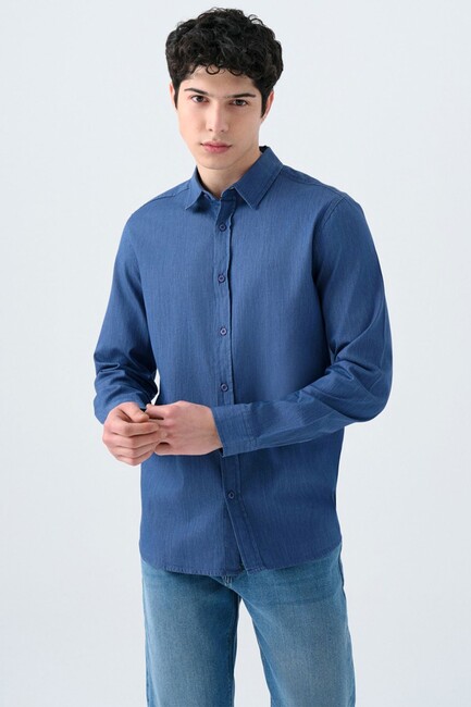 Erkek Gömlek LF2038615 Mavi (1)