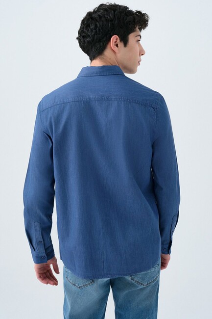 Erkek Gömlek LF2038615 Mavi (3)