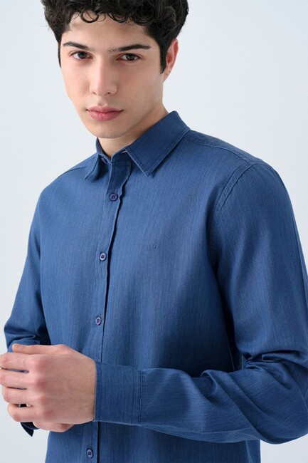 Erkek Gömlek LF2038615 Mavi - Thumbnail