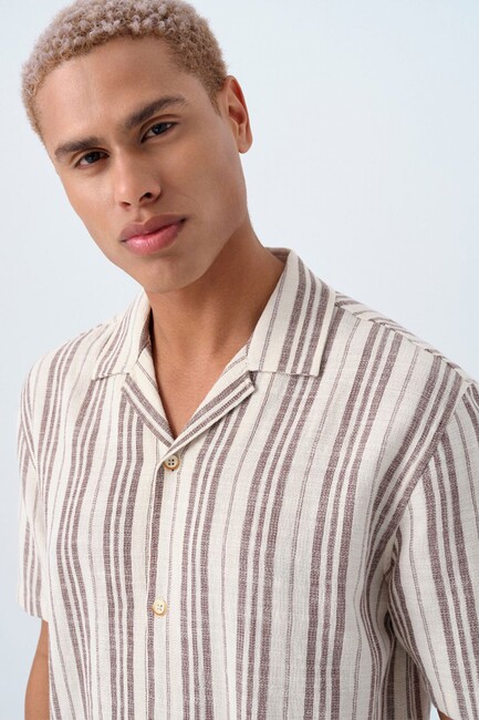 Erkek Gömlek LF2038621 Kahve - Thumbnail