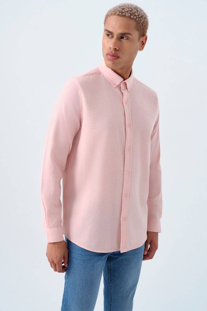 Erkek Gömlek LF2040017 Pudra 