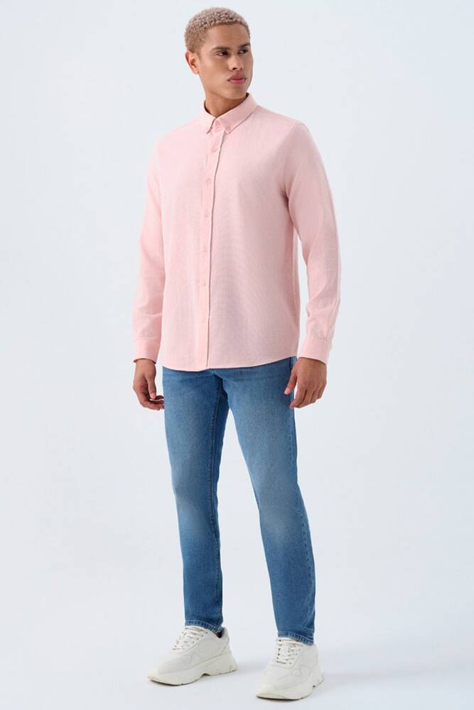 Erkek Gömlek LF2040017 Pudra 