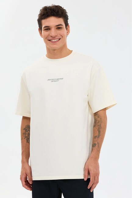 Erkek Graphic Logo Oversize T-shirt S231094-3855 Beyaz (1)