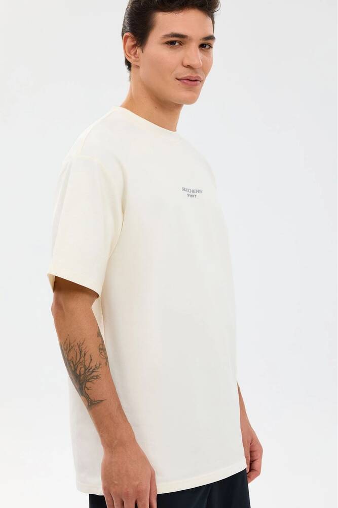 Erkek Graphic Logo Oversize T-shirt S231094-3855 Beyaz 