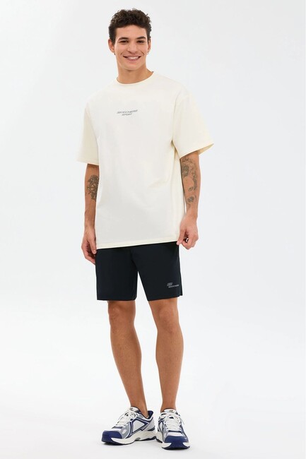 Erkek Graphic Logo Oversize T-shirt S231094-3855 Beyaz - Thumbnail