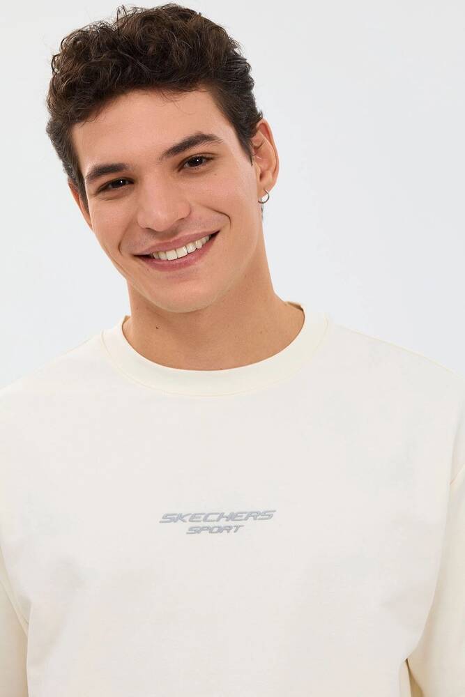 Erkek Graphic Logo Oversize T-shirt S231094-3855 Beyaz 