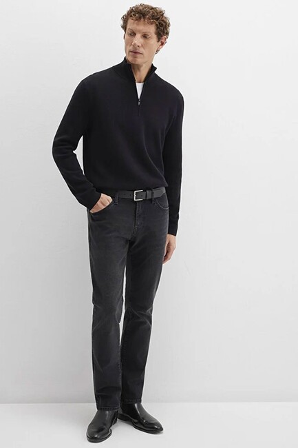 Erkek Half Zıp Kazak 0710328-900 Siyah (1)