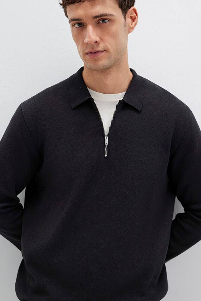 Erkek Half Zıp Kazak 0710337-900 Siyah 