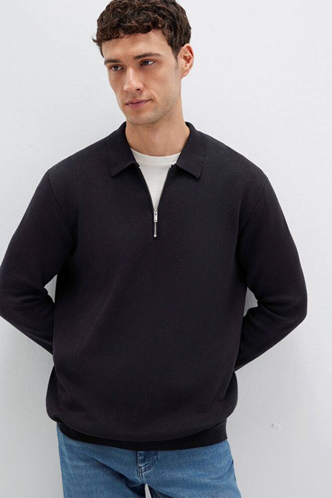 Erkek Half Zıp Kazak 0710337-900 Siyah 
