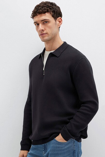 Erkek Half Zıp Kazak 0710337-900 Siyah (3)